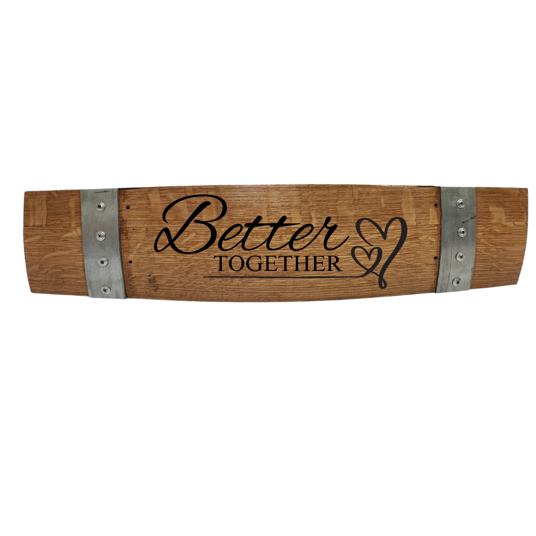 Anniversary/Valentine's/ Wedding Stave Signs on Wine Stave Horizontal 28 Inch Long