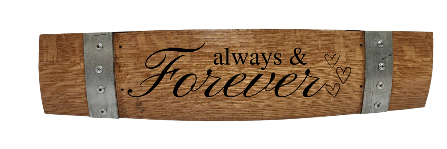 Anniversary/Valentine's/ Wedding Stave Signs on Wine Stave Horizontal 28 Inch Long