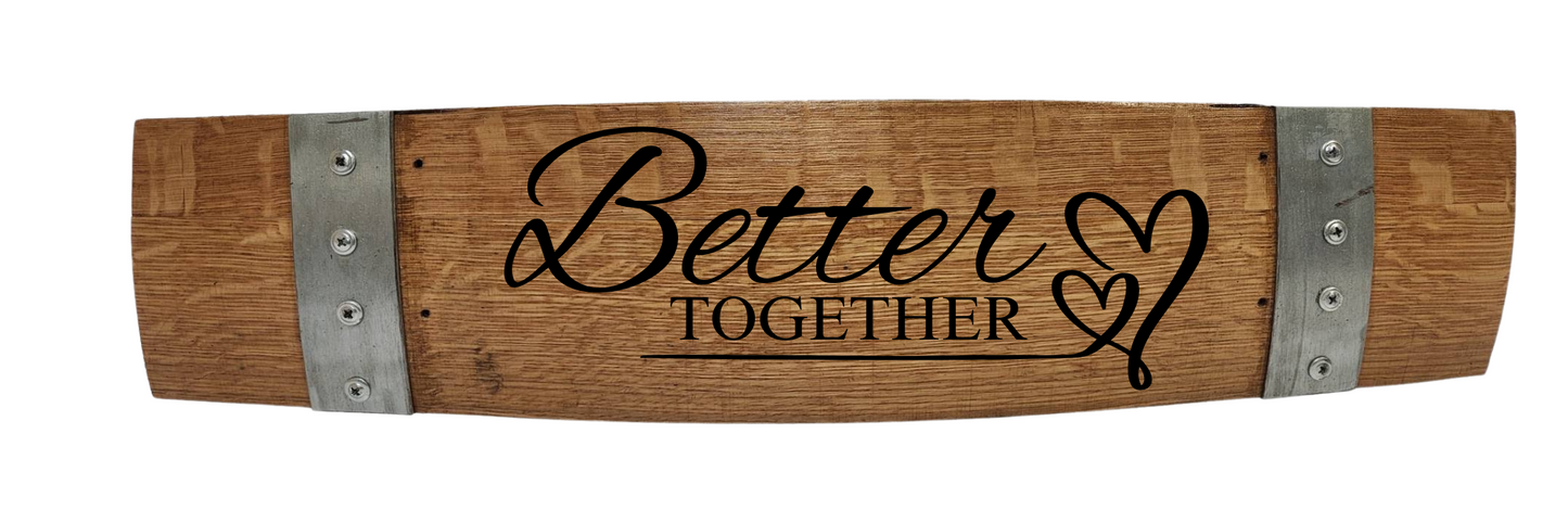 Anniversary/Valentine's/ Wedding Stave Signs on Wine Stave Horizontal 28 Inch Long