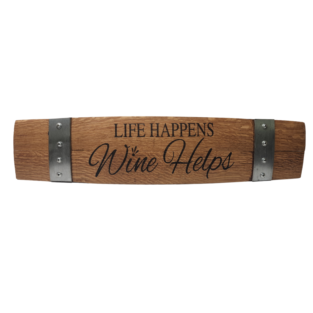 Wine Sign Laser Engraved Made from Repurposed Wine Barrels