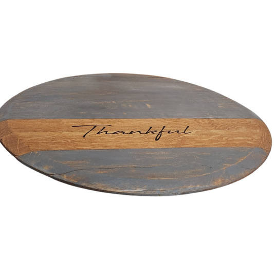 Gray Washed Barrel Head Lazy Susan