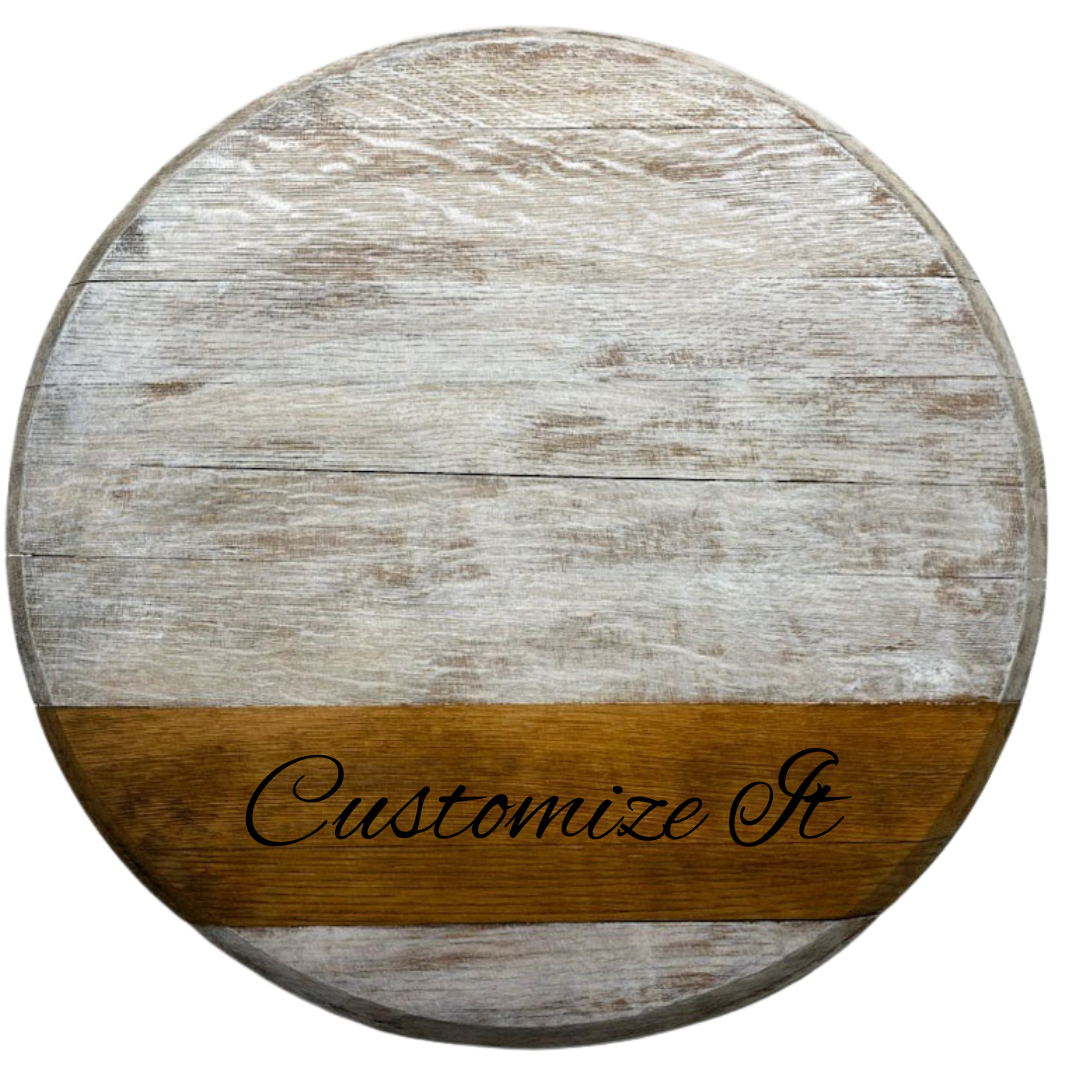 White Washed Barrel Head Lazy Susan