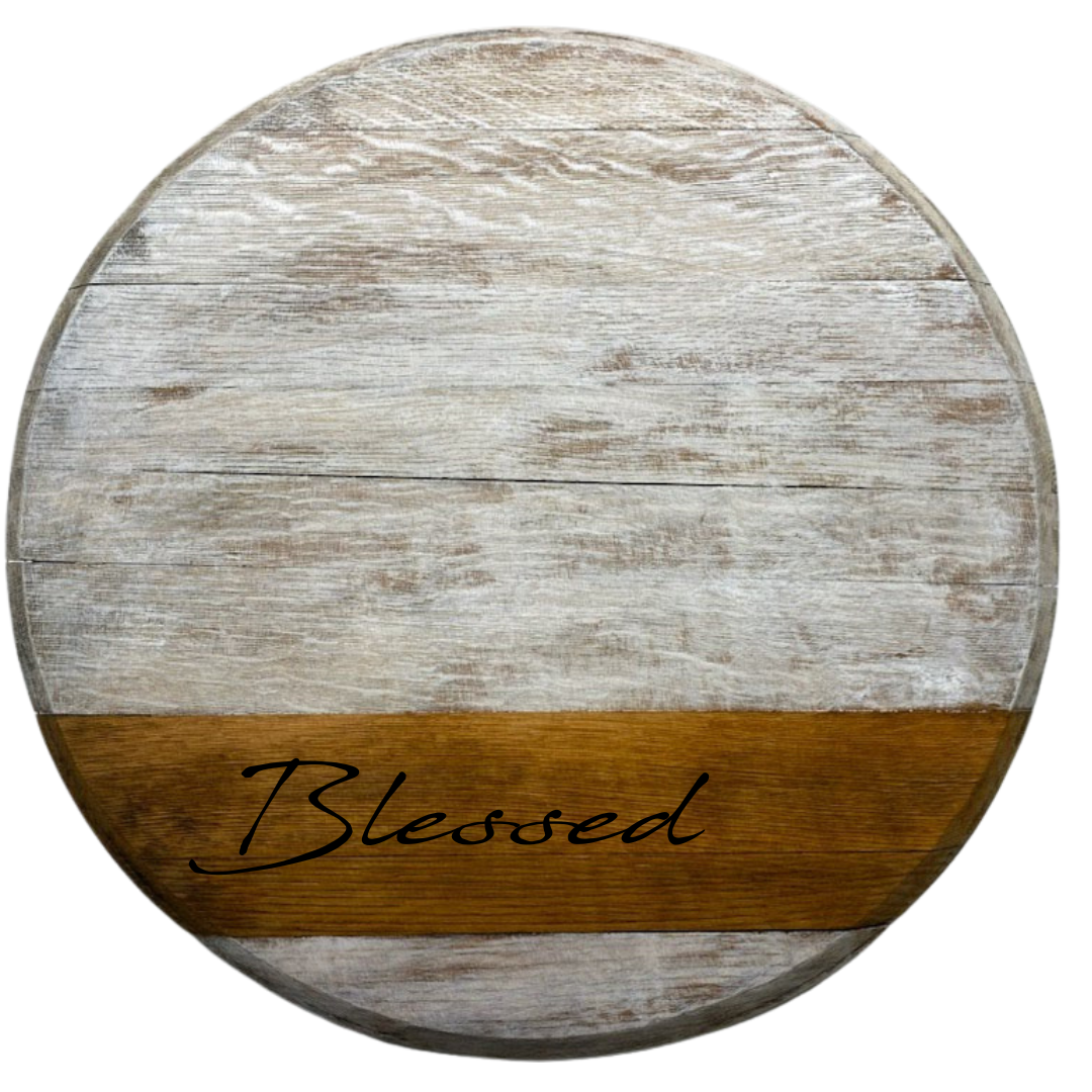 White Washed Barrel Head Lazy Susan