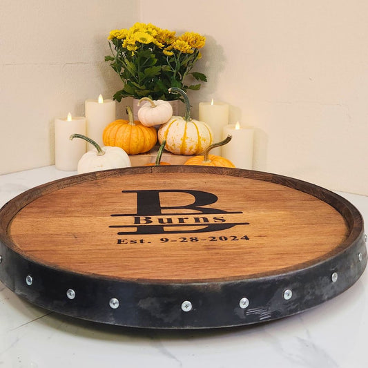 Single Band Bourbon Barrel Lazy Susan